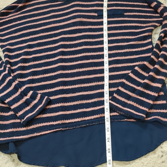 MINE Navy Knit Long sleeve sheer back  strappy cut out back Medium - Picture 5 of 8